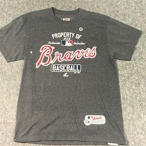 Majestic Gray Braves Long Sleeve Tee